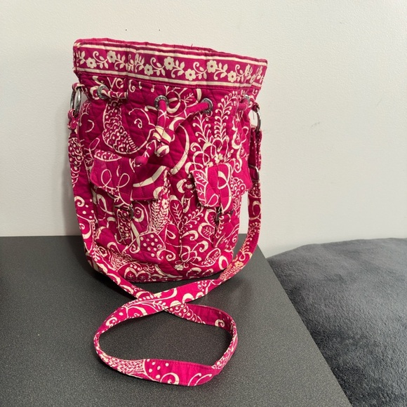 Vera Bradley Handbags - Vera Bradley (retired) Twirly Bird Pink Drawstring Bag